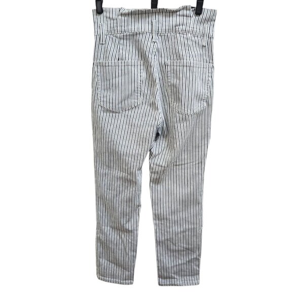 Frame Jeans Womens Size 28 Black White Railroad Stripe Belted Pleated Paperbag - Picture 5 of 11